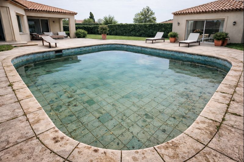 Verschmutzter Pool vor der Reinigung