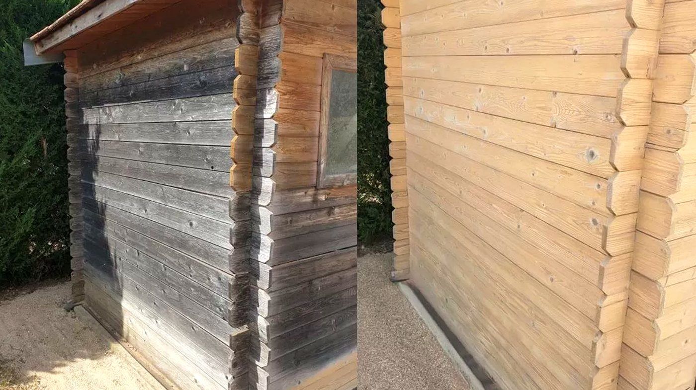 Vorher Nachher Holzbalken und Fachwerk strahlen